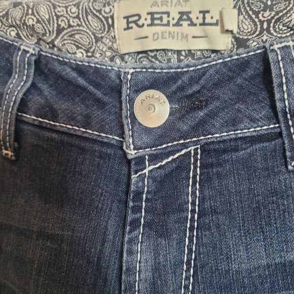 Ariat Real Denim Western Mid Rise Straight Jeans Women's Size 32 R Blue Denim - Picture 6 of 15